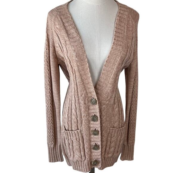 NWT Vintage Moda International Cable Knit Button Up Sweater size Small Academia - Picture 1 of 12